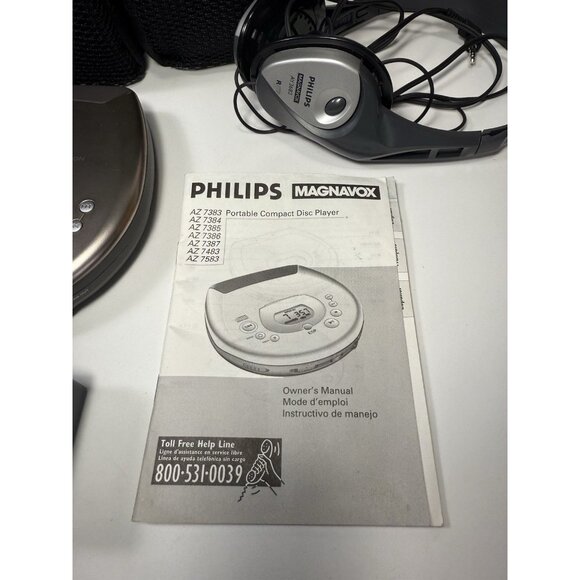 PHILIPS CD PLAYER AZ7583/17 PERSONAL PORTABLE CD PLAYER w/Accessories Car Adapt - Picture 3 of 8